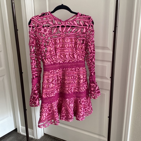 LA MAISON TALULAH Caprice Long-Sleeve Floral-Lace Short Dress - Picture 4 of 9